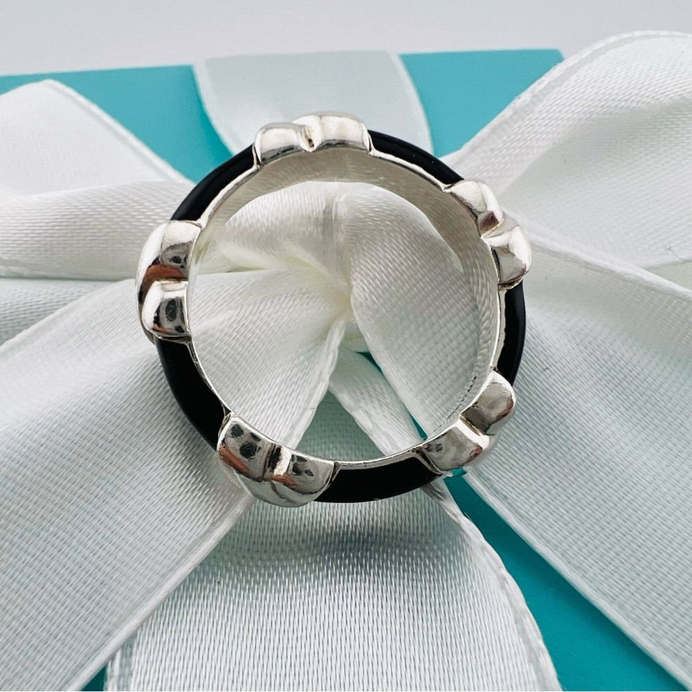 Tiffany Black Enamel X Ring - Picture 2 of 5